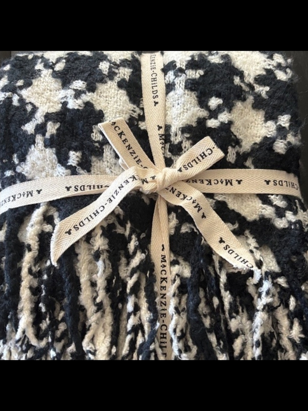 Mackenzie-Childs Black & White Houndstooth Throw